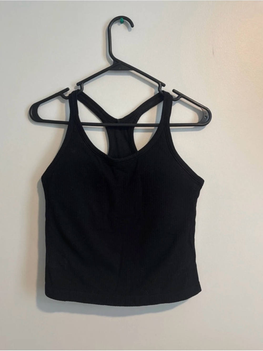 Women’s Black Ribbed Racerback Crop Tank
